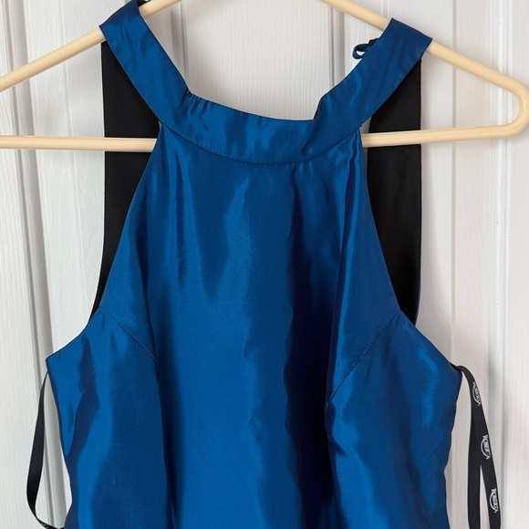 Vintage Roberta blue satin halter gown / maxi dress sz medium, prom dress - Picture 2 of 7